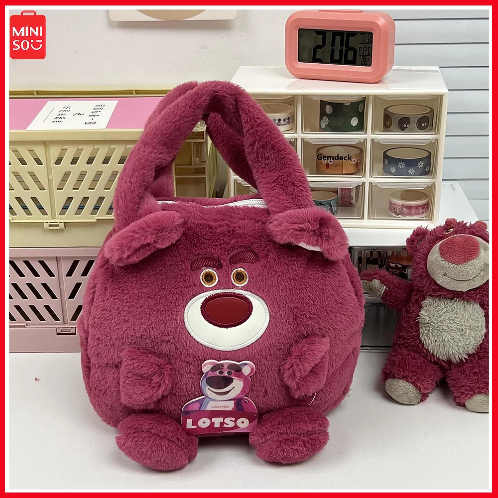 

Новая повседневная мультяшная сумка Miniso Lotso, японская мода, Студенческая милая маленькая сумка-ранец с сердечками, сумка для рук, подарок на день рождения