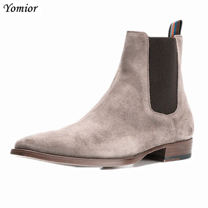 Handmade Spring Winter Kanye West Shoes Boots Chelsea Ankle Boots Real Leather Wedding Party Dress Motorcycle Men