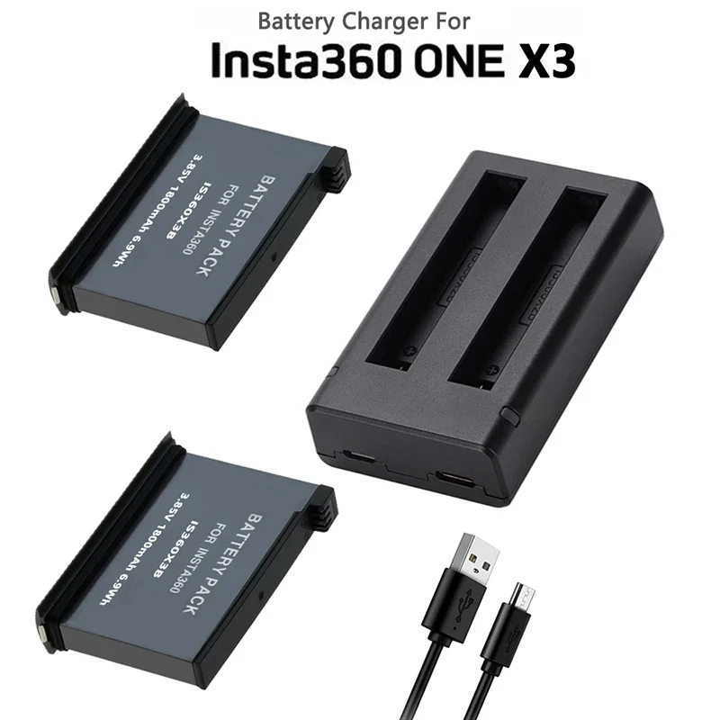 Batería de 1800mAh IS360X3B para Insta360 ONE X3, accesorios de cargador  Dual LED para cámara de acción deportiva - AliExpress