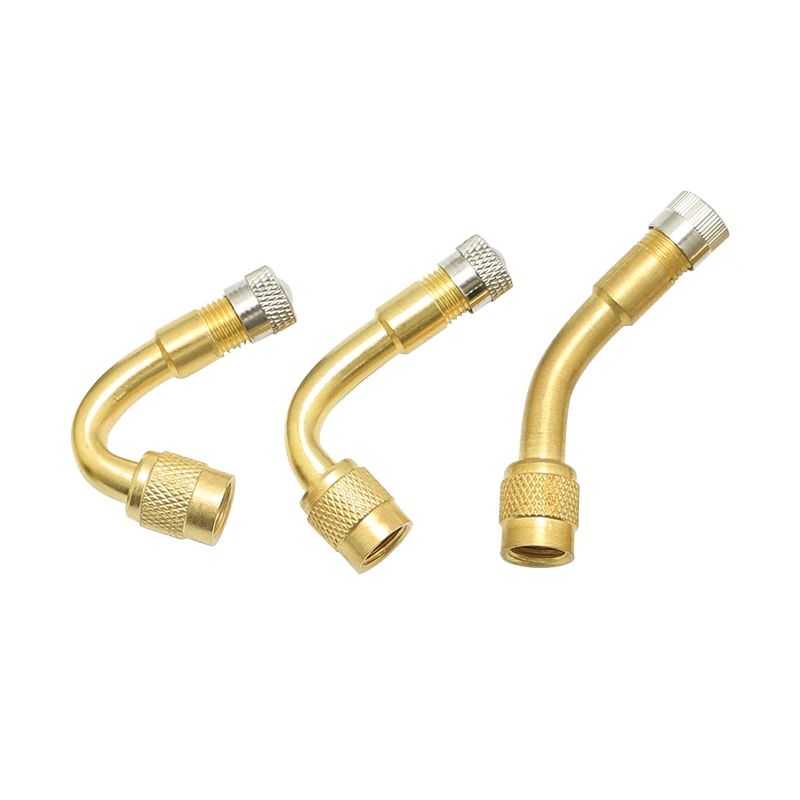 

2 Brass Bent Truck Tire Valve Extension Passenger Metal Valve Extender Copper Tyre Valve Adaptor OTR Extension Valve 45°90°135°