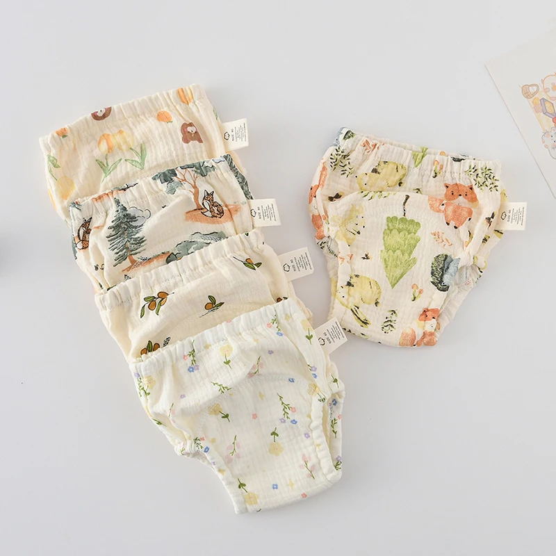 New Cotton Gauze Baby Waterproof Reusable Training Pants Boy Girl Diaper Infant Shorts Nappies Panties Changing Underwear Cloth baby training pants cloth diapers waterproof diapers
