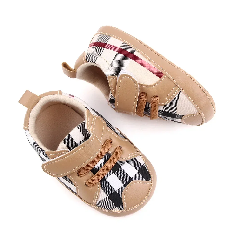 Baby Shoes Soft Soles Autumn Fashion Plaid Comfortable Cotton Anti-Slippery First Walking