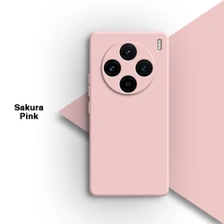 Premium Liquid Silicone Square Back Cover - Elegant Mobile Phone Case for VIVO X100S (Sakura Pink)
