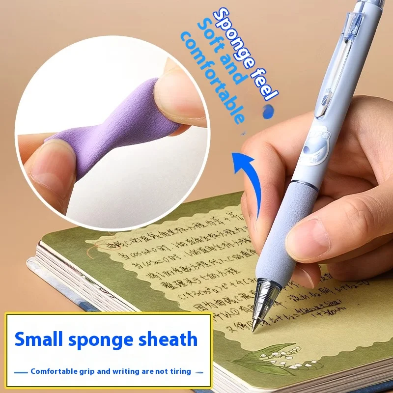 M&G 0.5mm Gel Pen Erasable Push-Up Gel with Sponge Grip Black/Crystal Blue for Students And Office Stationery