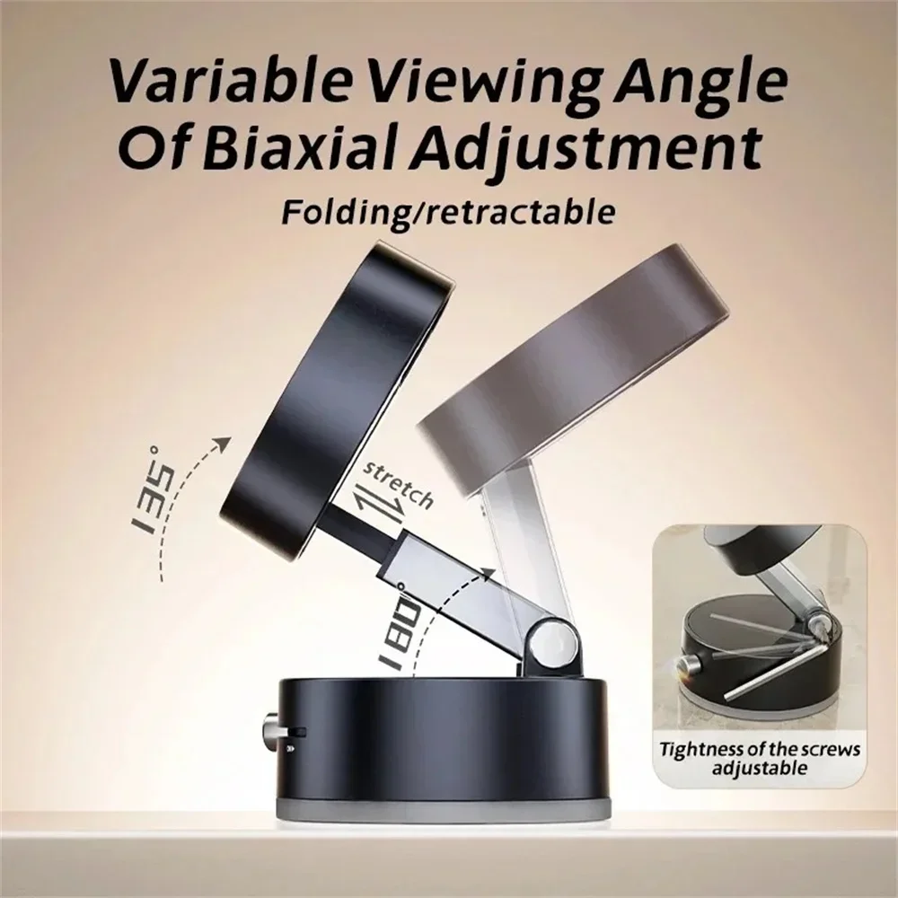 Car Foldable Magnetic Phone Holder Retractable Reusable Suction Cup MultiSurface Support for Mirror and Vehicle Mount Stand