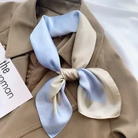 Luxury 2024 Plaid Print Square Silk Scarf for Women Hijab Hair Bands 70cm Neckerchief Female Satin Shawl Ribbon Headband 5