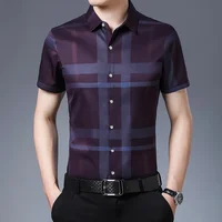 New Men's Business Casual Short Sleeved Printed Shirt with Wrinkle Resistance No Ironing Comfortable All Season Versatile Top 1