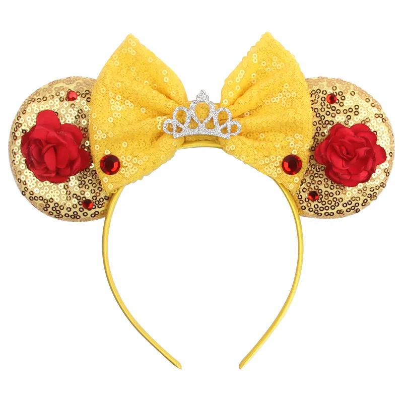 

Hot Ears Headband Rhinestone Crown Sequins Girls Birthday Party Princess Hairband Festival Hair Accessory Girls Hairbows