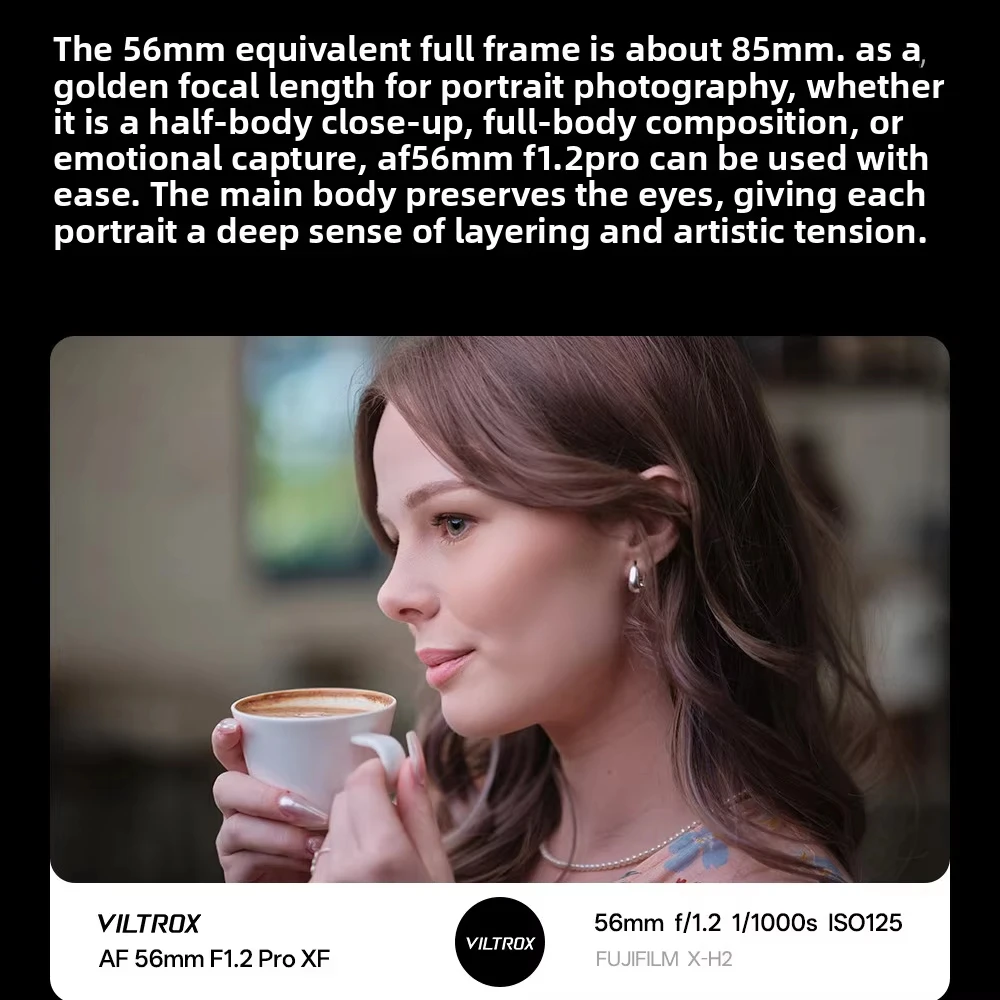 Viltrox 56mm F1.2 Pro 자동 초점 카메라 렌즈 APS-C 대구경 프라임 인물 렌즈 (후지필름X, 니콘 Z,  E 마운트용)