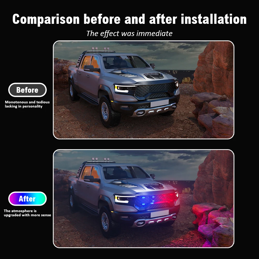 8 In 1 LED Emergency Strobe Lights Police Hazard Signal lights 12V Wireless Remote Car Grille Flash Light Bar for Cars Truck Van