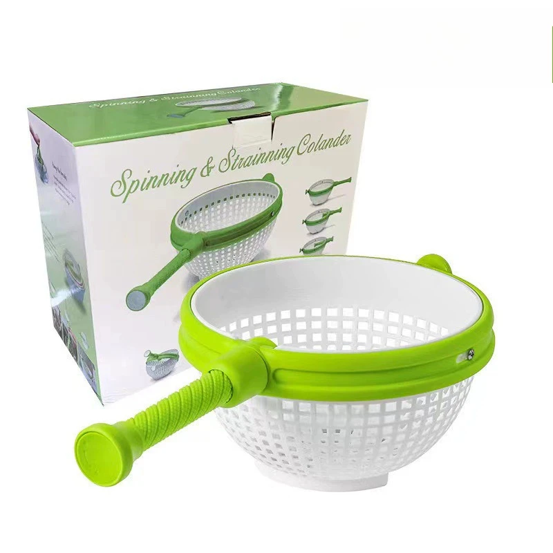 Salad Spinner Quick Dry Vegetable & Greens Dryer Centrifugal Lettuce Spinner Basket Easy Spin Kitchen Gadget for Fresh Salad