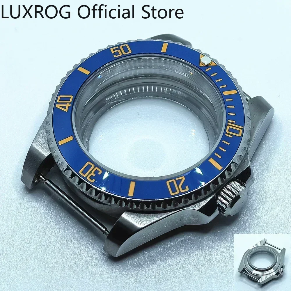 Stainless Steel 40MM Black Blue Ceramic Insert Watch Case