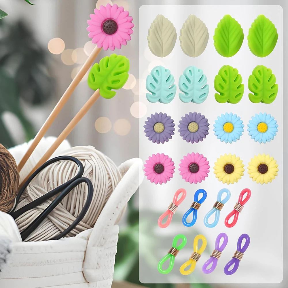 Description Picture 3 of item38pcs Knitting Needle Stoppers Needle Point Protector Stitch Tip Covers Silicone Needle End Caps Quilting Sewing Accessories