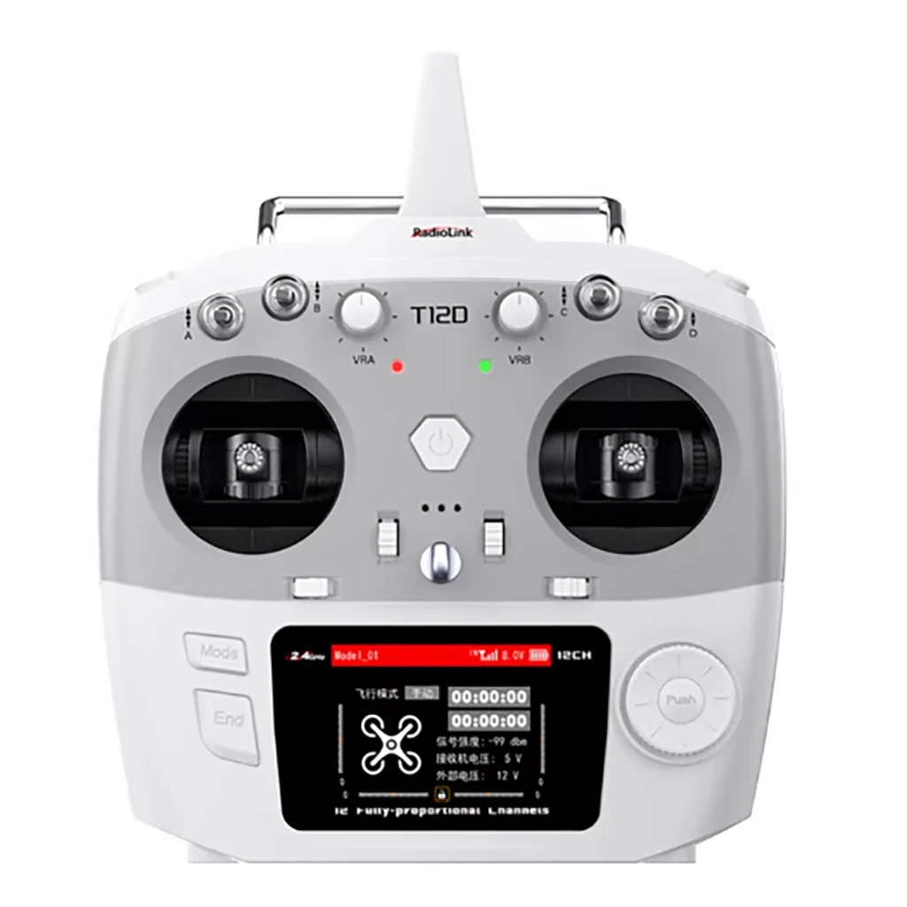 Écran LCD et commandes de la radio Flysky T12D, parfaite pour piloter voiture bateau drone RC