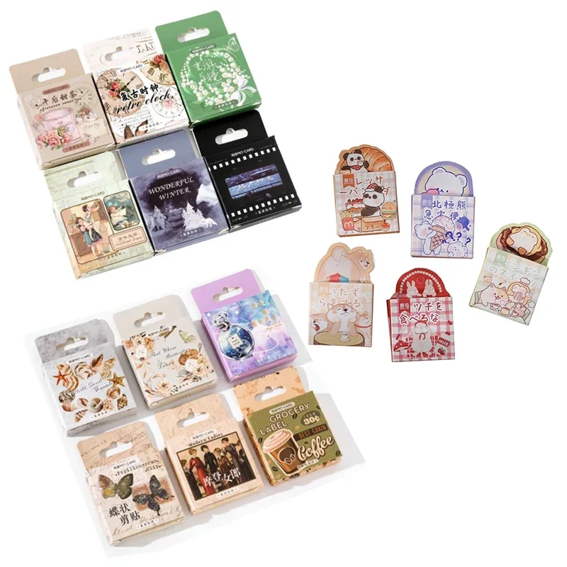 

45/46Pcs Box Stickers Paper Label Adhesive Decoration DIY Diary Scrapbook Sealing Sticker Kawaii Stationery For Gifts 4CM