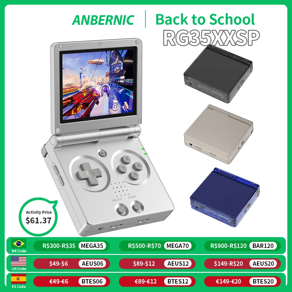 Consola Portátil ANBERNIC RG35XXSP - Pantalla IPS De 3.5″ Y Batería De 3300 MAh, Sistema Clamshell Retro (Color Plata)