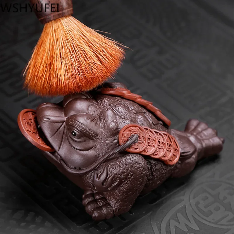Creative Purple Clay Small Tea Pet Ornament Handmade Crafts Animal Figurine Tea Ceremony Accessories Table Decoration,tea pet ornaments,room decor statues