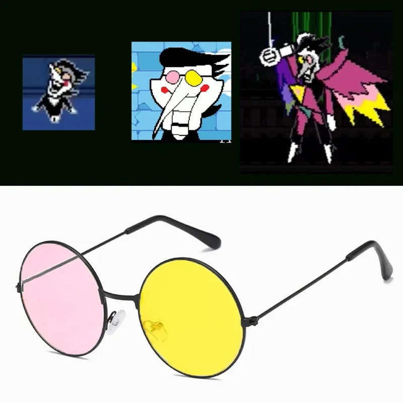 Anime Chef Spamton Cosplay gemischte Farbe Sonnenbrille Männer Spamton Cosplay Brille Cos Prop runden Rahmen Sonnenbrille Halloween – Detail 2