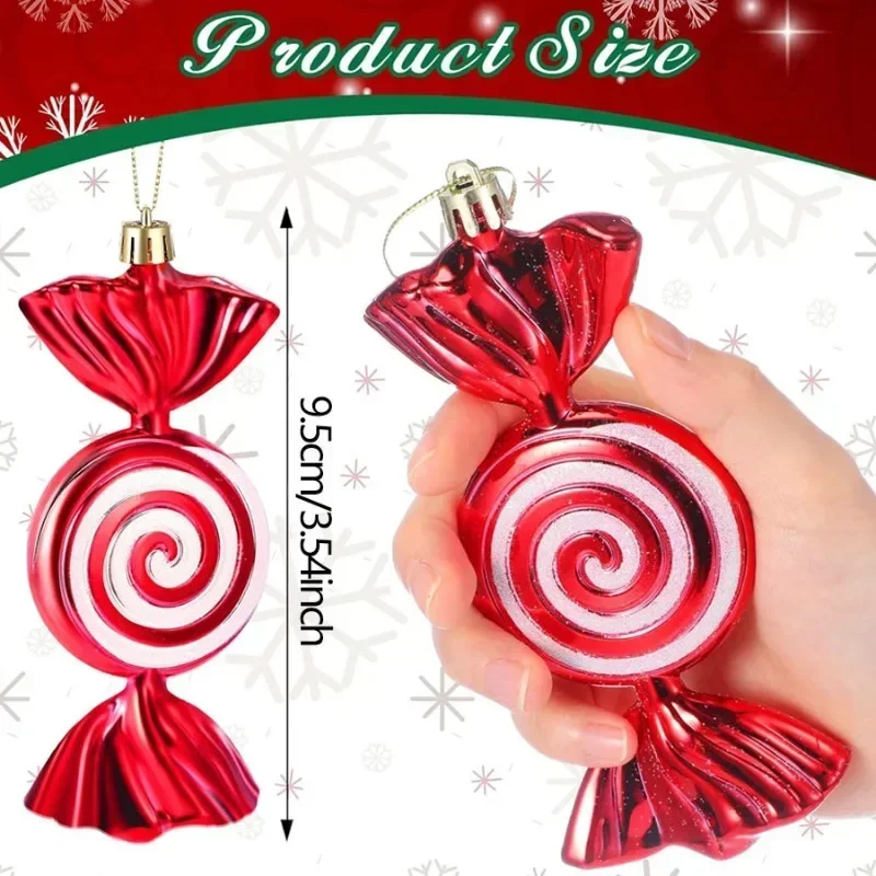 6-24PCS Christmas Lollipop Candy Cane Pendant Xmas Tree Hanging Ball Ornaments Christmas Party Decorations for New Year Gift