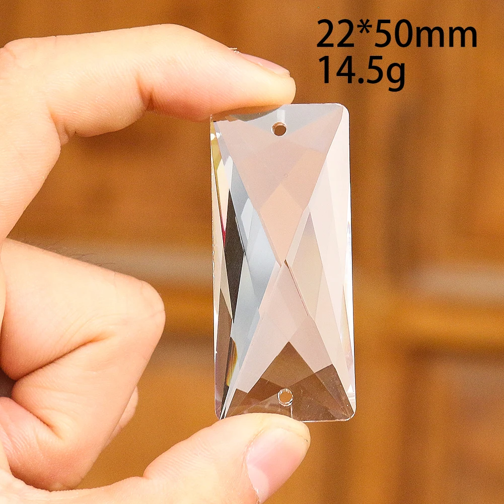 5PCS 50mm Rectangle Transparent Crystals Pendants Chandelier Glass