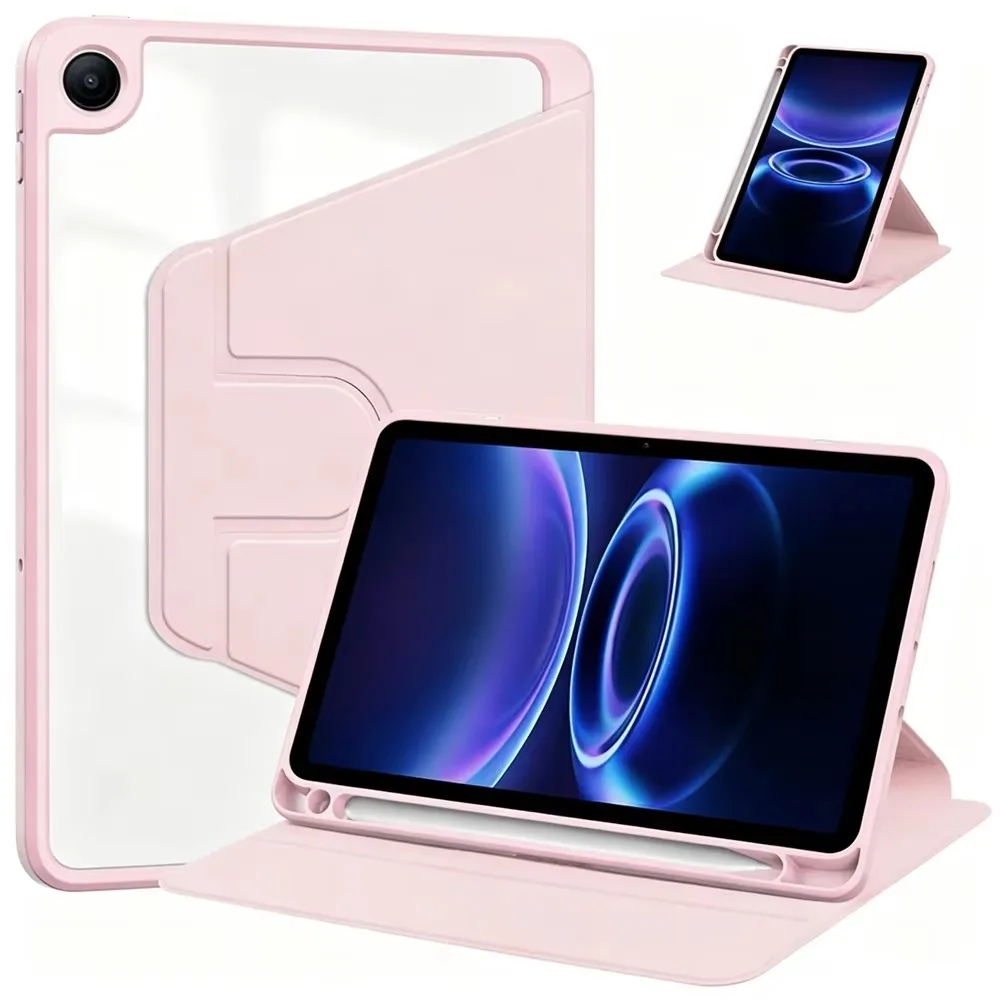 Rotating Stand Tablet Case with Pencil Holder and Acrylic Back
