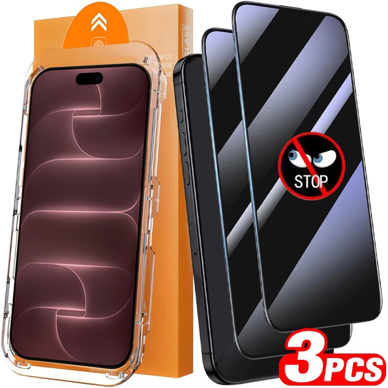 Tempered Glass Privacy Screen Protectors with Easy Install and Anti-Spy Auto Alignment Kit
