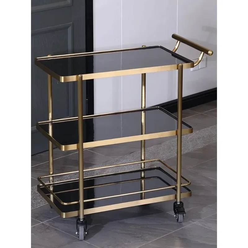 Hotel restaurant hand push mobile pastry wine cart multi-function