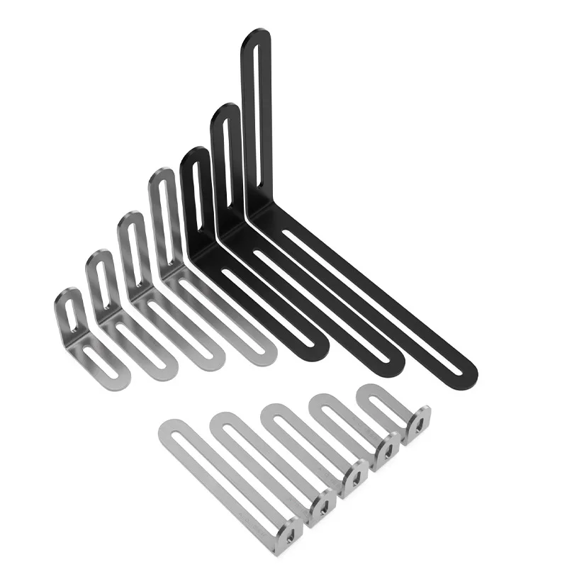 Stainless Steel Angle Bracket Adjustable Angle Code Long Hole Activity 90 &deg; Right Angle Furniture Fixer L-shaped Shelf Bracket Connectors