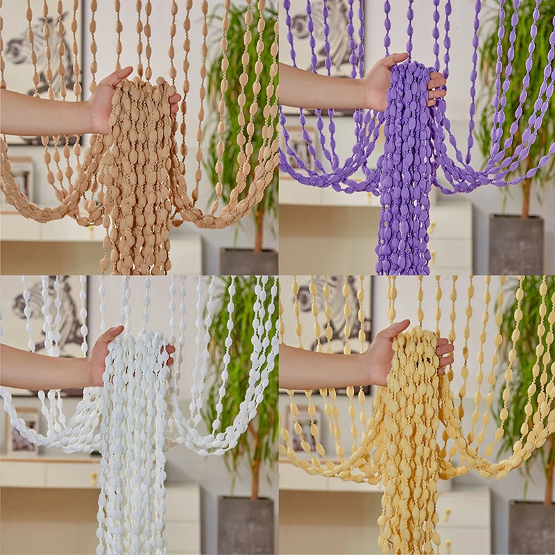 Beaded String Curtain Door Curtain Bead Thread Tassel Window Wall Panel Room Divider Doorway Home Wedding 1*2M