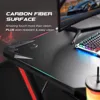 Game desk, carbon fiber surface computer desk, home office desk, with cup holder and headphone hook 5