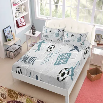 Set di lenzuola con angoli per bambini da calcio Goal Time Set di biancheria da letto matrimoniale King Queen Full Size 1