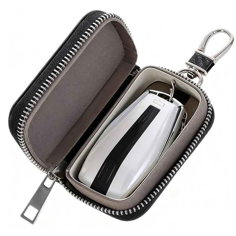 Car Key Signal Blocking Anti-Theft Leather Pouch