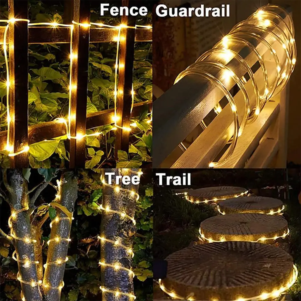 Upgrade PVC Solar Led Strip With Solar Panel Copper Wire Tube Light Waterproof Outdoor Wedding Party Decor Garden Camping Lamp led string lights