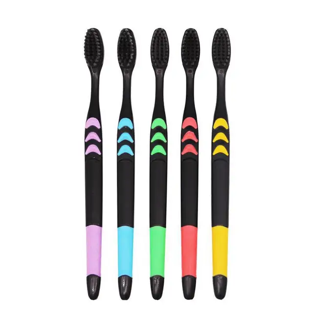 10 Pieces Packed Soft Bristle Bamboo Charcoal Black Hair Ultra-Fine Beauty Toothbrush Couple Suit Oral Cleaning Tools 2