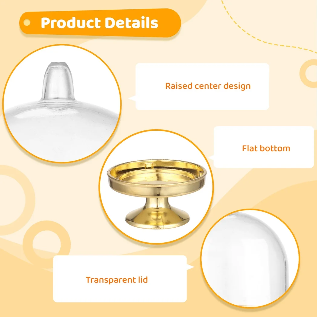 36Pcs Plastic Mini Cake Stands Cupcake Stands Dome Cover Candy Chocolate Containers Dessert Display Plates For Wedding Birthday