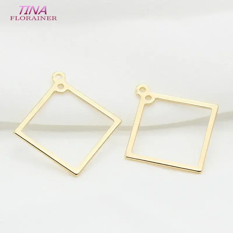 24MM 14K Gold Farbe Messing Rhombus Form 2 Löcher Geschlossen Ringe Verbinden Ringe Schmuck Machen Diy Liefert Erkenntnisse zubehör