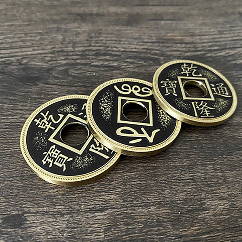 Triad Coins (Chinese Palace Coin) Magic Tricks Magician Close Up Illusion Gimmicks Mentalism Prop Three Coin Appear Vanish Magia plastic three cups three balls in gold color small magic tricks close up magia ball appear vanish magie illusion gimmick props