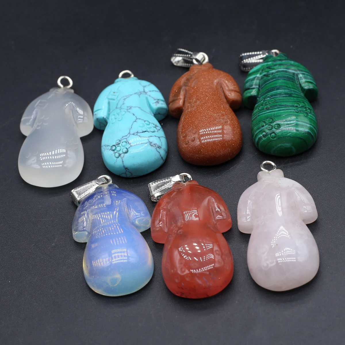 5PCS Wholesale Natural Semiprecious Stone Random Color Qipao Pendant Jewelry Making DIY Necklace Earrings Accessories Gift