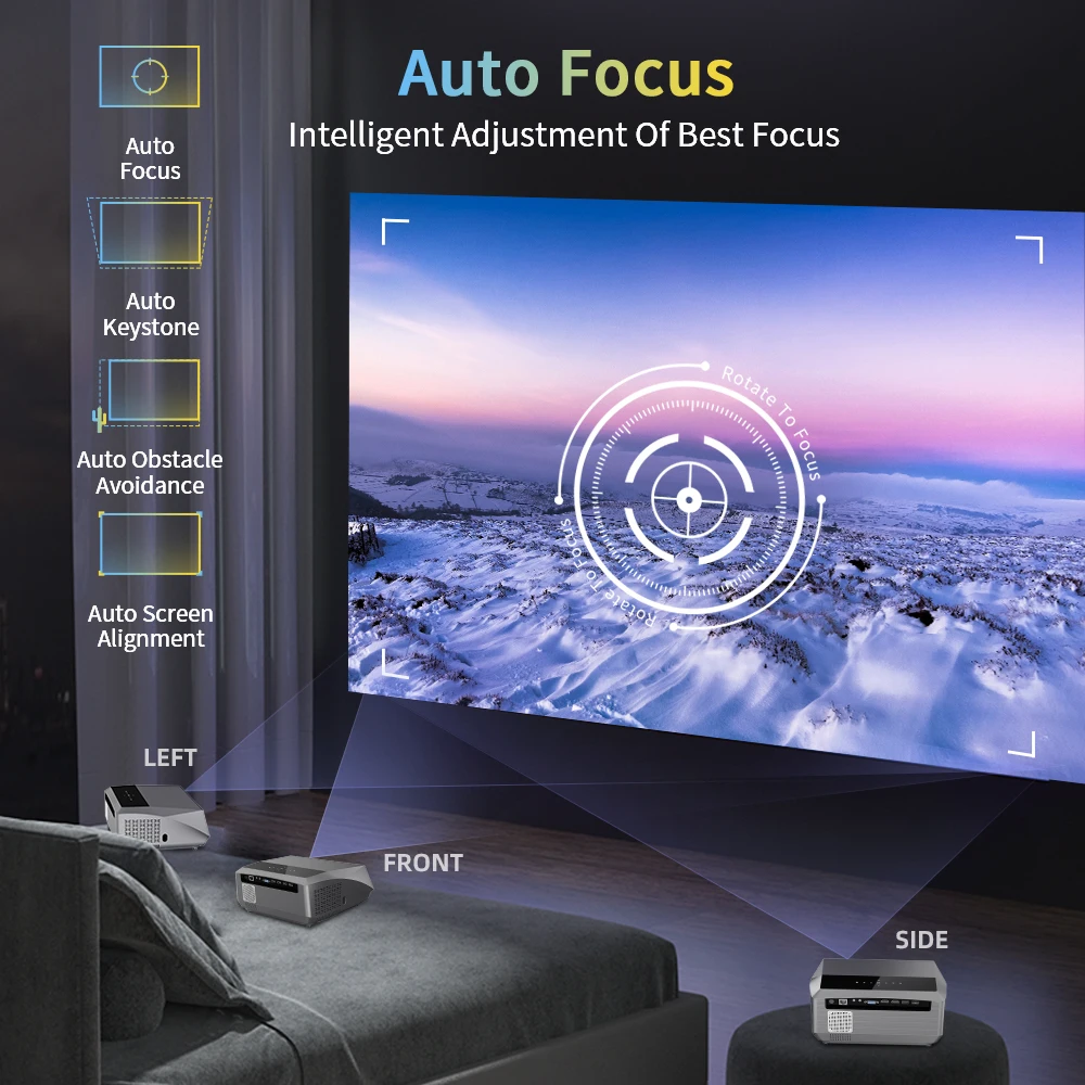 Proyector 4K, nativo 1080P 1000 ANSI Lumen Proyector de luz diurna de  película al aire libre con 5G WiFi Bluetooth Android 2G+16G Smart TV  proyectores