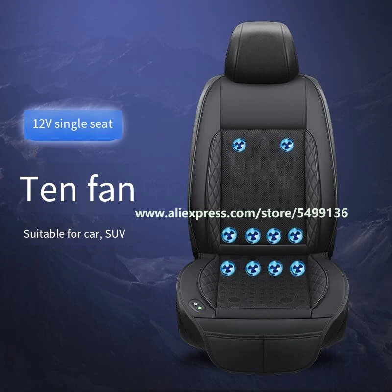 DC12V 24V 차량용 3D 스페이서 여름용 시원한 에어 시트 쿠션 (2USB 포트, 24개 팬, 빠른 송풍 환기 시트 쿨링 패드)