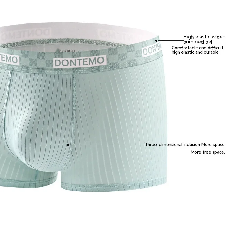 New2024 biancheria intima di seta di ghiaccio di fascia alta sottile angolo piatto traspirante antibatterico uomo striscia personalizzata trendy a metà vita_voghion.com