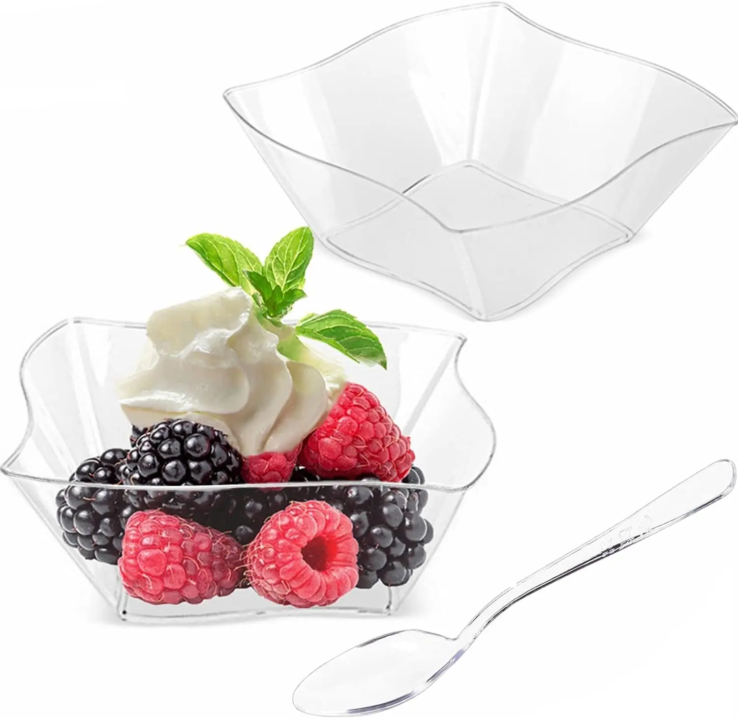 Clear Plastic Dessert Cups plastic cups plastic dessert cups dessert cups dessert plates Appetizer Plates Bowls with Spoons 25/50 pcs For Wedding Party