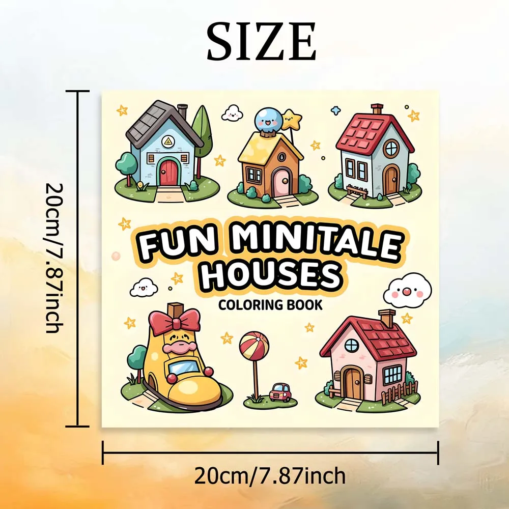 FUN MINITALE HOUSES Bold-easy Patterns Coloring Book for Adults Cute Drawing Book Perfect Gift for Party and Birthday 2