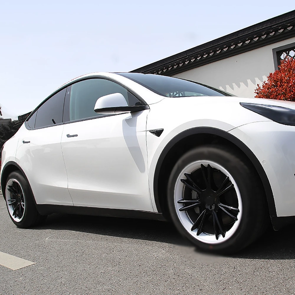 For Tesla Model Y-Hub Caps 19 inch 4Pcs Wheel Cover Hub Caps Rim Cover Vehicle Car Exterior Tyre Tire Trim Accessories