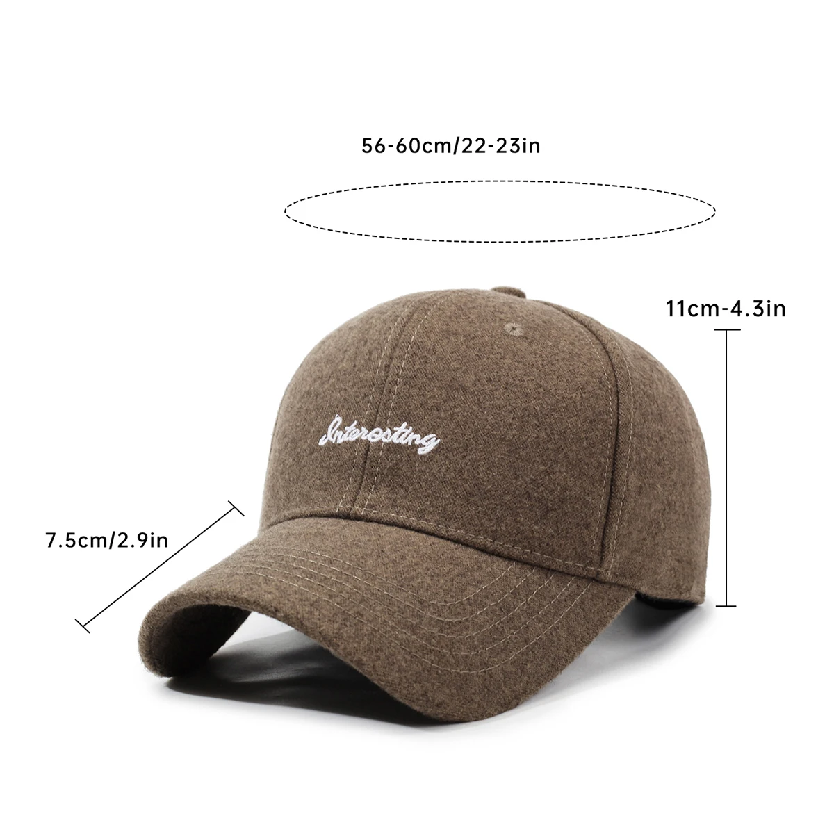 Autumn and Winter Outdoor Hard-Top Baseball Cap for Men, Sunshade, Warm, Cold-Proof, Duckbill Cap for Women, Makes Face Look Smaller, Versatile, Letter Embroidery