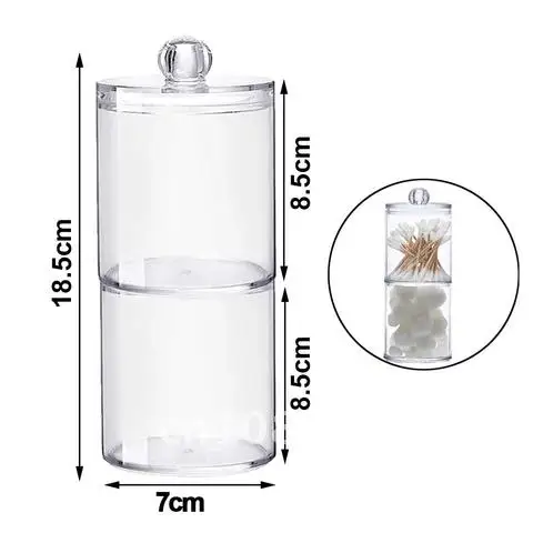 

Acrylic Round Transparent Container Cosmetic Makeup Cotton Pad Organizer Jewelry Storage Box Jars Holder 2 in 1 Multifunctional