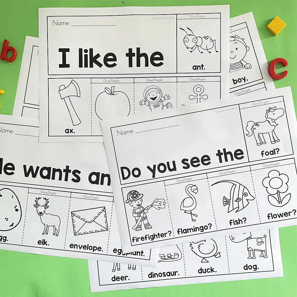 26pages English 26 letter Phonics DIY flip book Early education Material teaching aids learning toys coloring practice worksheet 3