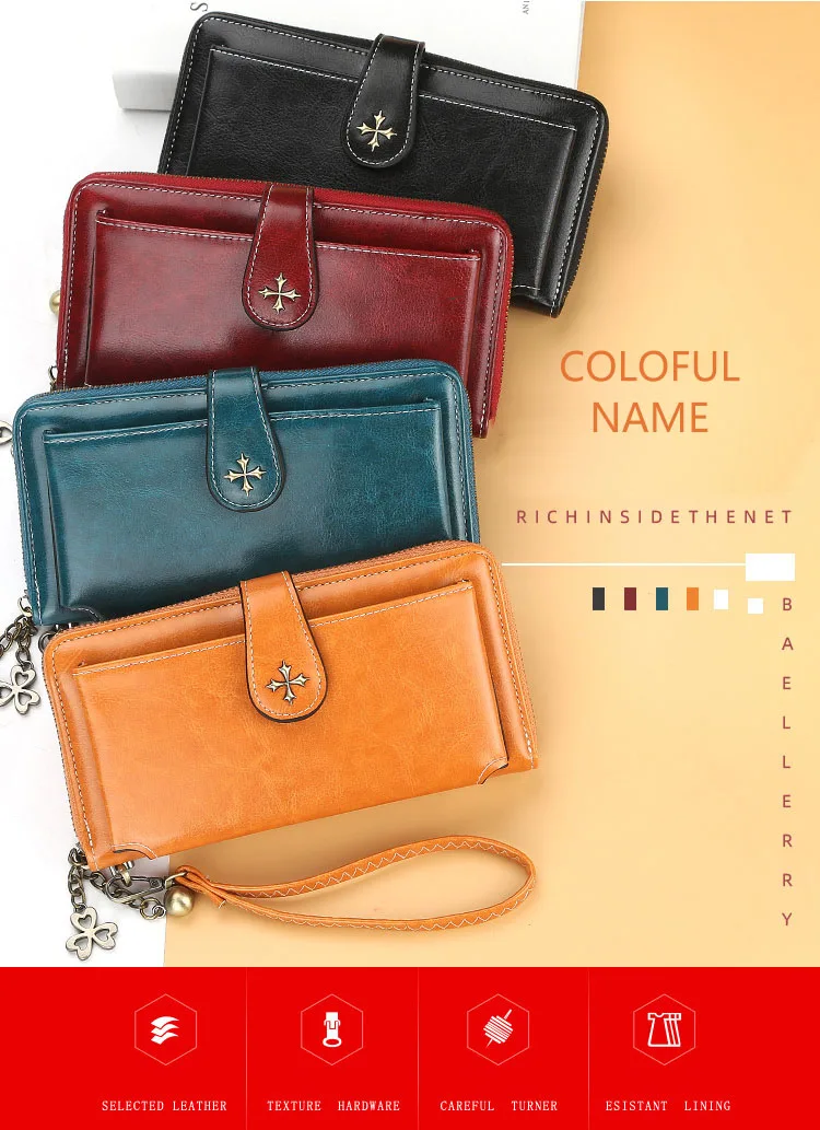 Baellerry Damen-Geldbörse mit großem Fassungsvermögen, Handtasche, Handytasche, Namensgravur, Kartenhalter, Reißverschluss, Geldbörse und Geldklammer für Mädchen – Detail 5