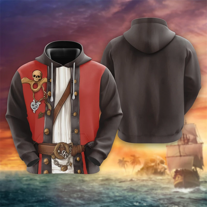 

Винтажный свитшот с рисунком пирата для косплея, Повседневная Уличная одежда для мальчиков, свитшоты с рисунком черепа в стиле панк, топы с рисунком Гавайских попугаев, птиц, лодок