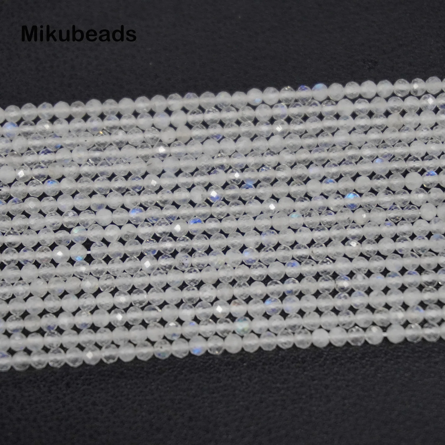Wholesale Natural 2.2mm AA+ Rainbow Moonstone Faceted Round Loose Beads For Making Jewelry DIY Stone Necklace Strand Mikubeads 3